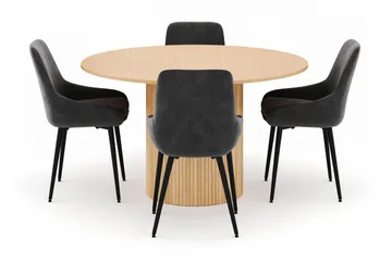 Kopparbo Rund Matgrupp 130-150 cm 4 Alsarp Matstolar - Natural - Möbler - Bord & matgrupp - Matgrupp