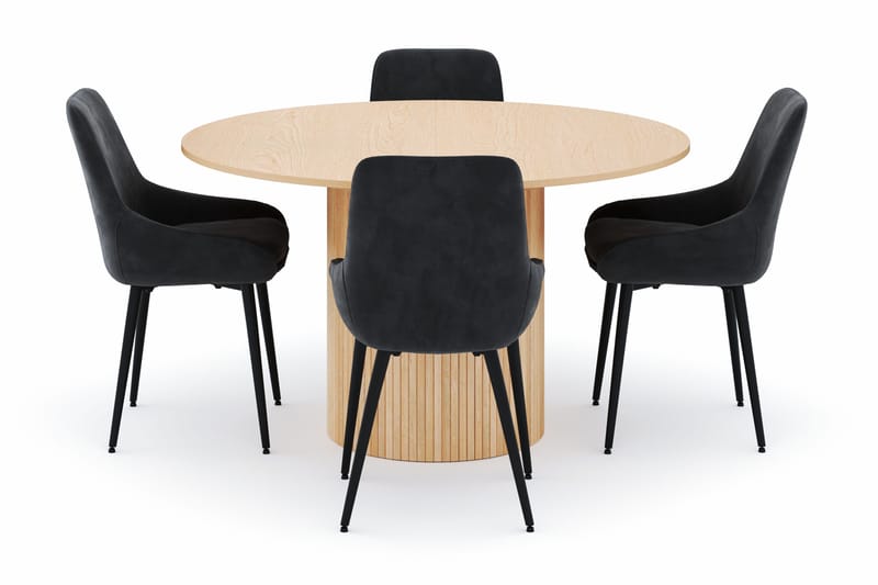 Kopparbo Rund Matgrupp 130-150 cm 4 Alsarp Matstolar - Natural - Möbler - Bord & matgrupp - Matgrupp