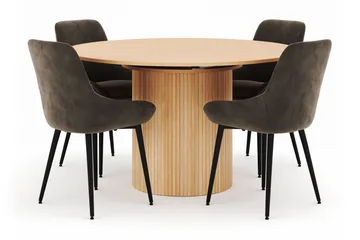 Kopparbo Rund Matgrupp 130-150 cm 4 Alsarp Matstolar - Natural - Möbler - Bord & matgrupp - Matgrupp
