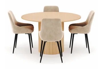 Kopparbo Rund Matgrupp 130-150 cm 4 Alsarp Matstolar - Natural - Möbler - Bord & matgrupp - Matgrupp