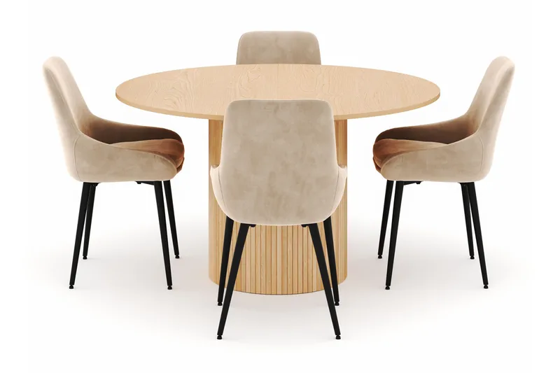 Kopparbo Rund Matgrupp 130-150 cm 4 Alsarp Matstolar - Natural - Möbler - Bord & matgrupp - Matgrupp