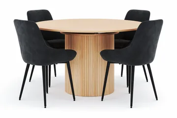 Kopparbo Rund Matgrupp 130-150 cm 4 Alsarp Matstolar - Natural - Möbler - Bord & matgrupp - Matgrupp