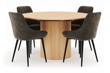 Kopparbo Rund Matgrupp 130-150 cm 4 Alsarp Matstolar - Natural - Möbler - Bord & matgrupp - Matgrupp