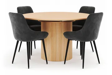 Kopparbo Rund Matgrupp 130-150 cm 4 Alsarp Matstolar - Natural - Möbler - Bord & matgrupp - Matgrupp