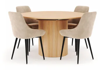 Kopparbo Rund Matgrupp 130-150 cm 4 Alsarp Matstolar - Natural - Möbler - Bord & matgrupp - Matgrupp