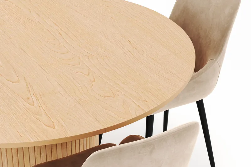 Kopparbo Rund Matgrupp 130-150 cm 4 Alsarp Matstolar - Natural - Möbler - Bord & matgrupp - Matgrupp