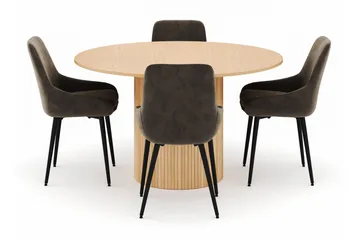 Kopparbo Rund Matgrupp 130-150 cm 4 Alsarp Matstolar - Natural - Möbler - Bord & matgrupp - Matgrupp