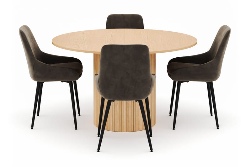 Kopparbo Rund Matgrupp 130-150 cm 4 Alsarp Matstolar - Natural - Möbler - Bord & matgrupp - Matgrupp