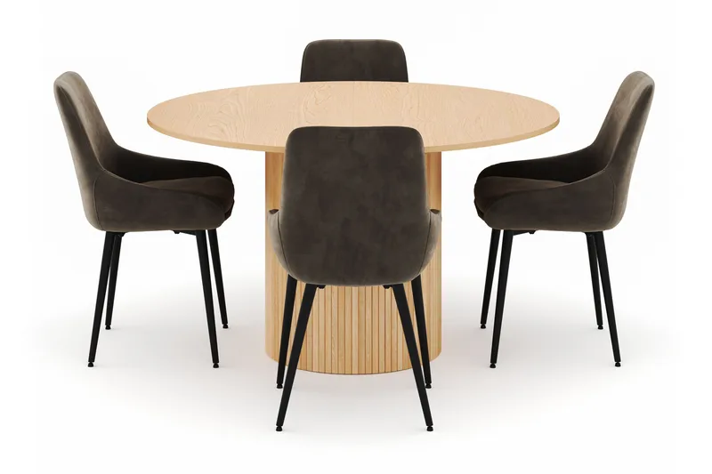 Kopparbo Rund Matgrupp 130-150 cm 4 Alsarp Matstolar - Natural - Möbler - Bord & matgrupp - Matgrupp