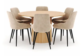 Kopparbo Rund Matgrupp 130-150 cm 6 Alsarp Matstolar - Natural - Möbler - Bord & matgrupp - Matgrupp