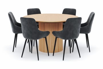 Kopparbo Rund Matgrupp 130-150 cm 6 Alsarp Matstolar - Natural - Möbler - Bord & matgrupp - Matgrupp