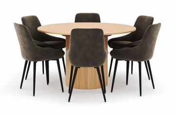 Kopparbo Rund Matgrupp 130-150 cm 6 Alsarp Matstolar - Natural - Möbler - Bord & matgrupp - Matgrupp