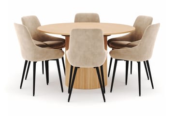 Kopparbo Rund Matgrupp 130-150 cm 6 Alsarp Matstolar - Natural - Möbler - Bord & matgrupp - Matgrupp