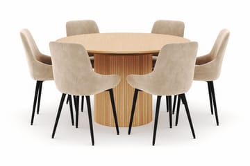 Kopparbo Rund Matgrupp 130-150 cm 6 Alsarp Matstolar - Natural - Möbler - Bord & matgrupp - Matgrupp