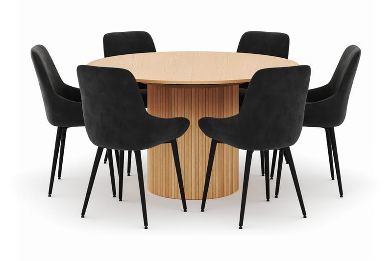 Kopparbo Rund Matgrupp 130-150 cm 6 Alsarp Matstolar - Natural - Möbler - Bord & matgrupp - Matgrupp