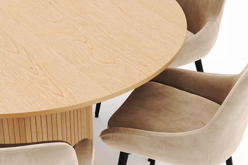 Kopparbo Rund Matgrupp 130-150 cm 6 Alsarp Matstolar - Natural - Möbler - Bord & matgrupp - Matgrupp