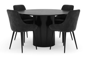 Kopparbo Rund Matgrupp 130 cm 4 Alsarp Matstolar - Svart - Möbler - Bord & matgrupp - Matgrupp