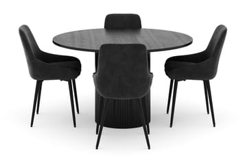 Kopparbo Rund Matgrupp 130 cm 4 Alsarp Matstolar - Svart - Möbler - Bord & matgrupp - Matgrupp