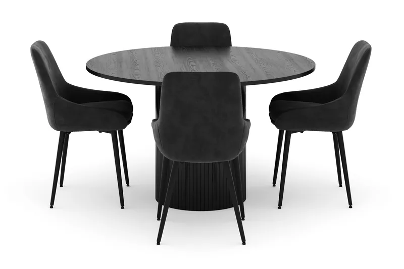 Kopparbo Rund Matgrupp 130 cm 4 Alsarp Matstolar - Svart - Möbler - Bord & matgrupp - Matgrupp