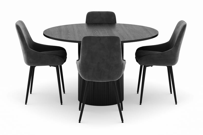 Kopparbo Rund Matgrupp 130 cm 4 Alsarp Matstolar - Svart - Möbler - Bord & matgrupp - Matgrupp