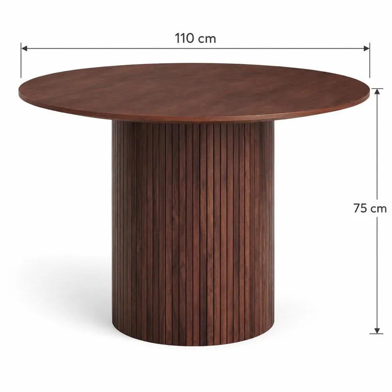 Kopparbo Runt Matbord 110 cm med Trä- och Valnötsutseende - Valnöt - Möbler - Bord & matgrupp - Matbord & köksbord