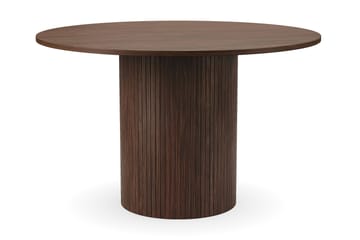 Kopparbo Runt Matbord 120 cm för 6 personer med 4 Greya Matstolar med armstöd - Mörkbrun / Vit Bouclé / Metallben Valnöt - Möbler - Bord & matgrupp - Matgrupp