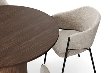 Kopparbo Runt Matbord 120 cm med 4 Filip Matstolar - Mörkbrun / Taupe Bouclé - Möbler - Bord & matgrupp - Matgrupp
