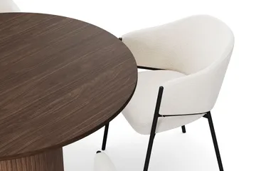 Kopparbo Runt Matbord 120 cm med 4 Filip Matstolar - Mörkbrun / Vit Bouclé - Möbler - Bord & matgrupp - Matgrupp