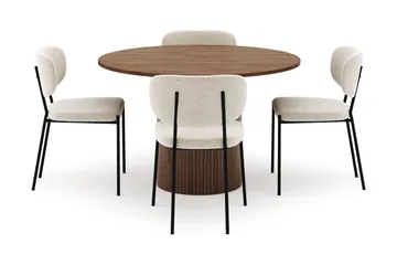 Kopparbo Runt Matbord 120 cm med 4 Gemmiano Stolar - Mörkbrun - Möbler - Bord & matgrupp - Matgrupp