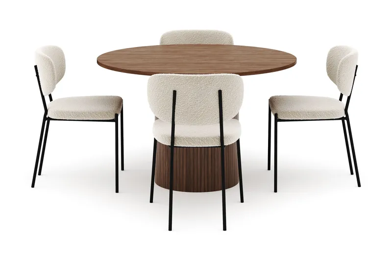 Kopparbo Runt Matbord 120 cm med 4 Gemmiano Stolar - Mörkbrun - Möbler - Bord & matgrupp - Matgrupp