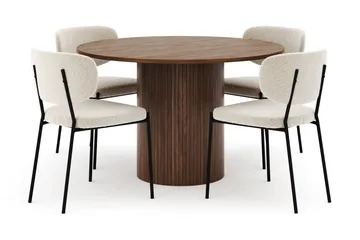 Kopparbo Runt Matbord 120 cm med 4 Gemmiano Stolar - Mörkbrun - Möbler - Bord & matgrupp - Matgrupp