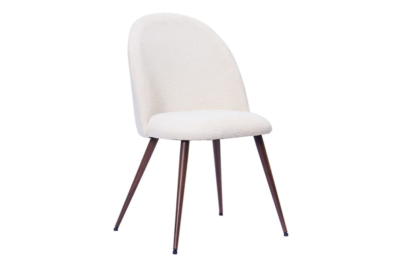 Kopparbo Runt Matbord 120 cm med 4 Nibe Plus Matstolar - Mörkbrun / Vit Bouclé / Metallben Valnöt - Möbler - Bord & matgrupp - Matgrupp