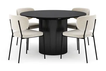 Kopparbo Runt Matbord 130 cm Förlängningsbart med 4 Gemmiano Stolar - Svart - Möbler - Bord & matgrupp - Matgrupp