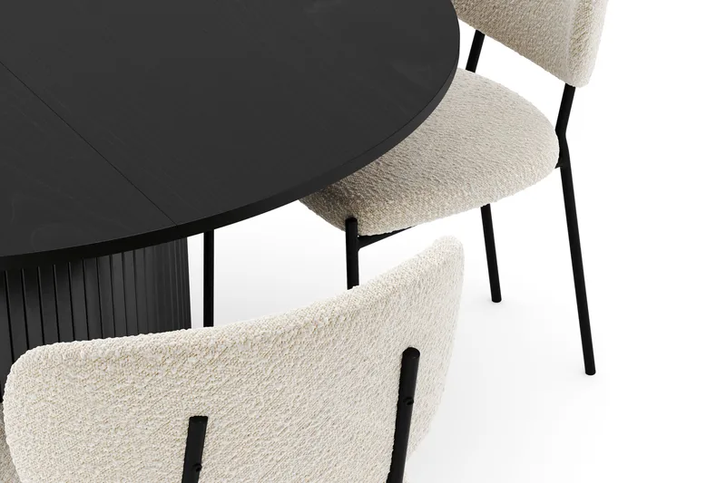 Kopparbo Runt Matbord 130 cm Förlängningsbart med 4 Gemmiano Stolar - Svart - Möbler - Bord & matgrupp - Matgrupp