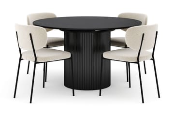Kopparbo Runt Matbord 130 cm Förlängningsbart med 4 Gemmiano Stolar - Svart - Möbler - Bord & matgrupp - Matgrupp