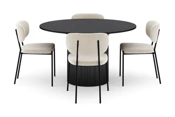 Kopparbo Runt Matbord 130 cm Förlängningsbart med 4 Gemmiano Stolar - Svart - Möbler - Bord & matgrupp - Matgrupp