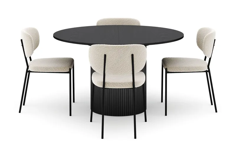 Kopparbo Runt Matbord 130 cm Förlängningsbart med 4 Gemmiano Stolar - Svart - Möbler - Bord & matgrupp - Matgrupp
