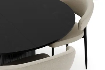 Kopparbo Runt Matbord 130 cm Förlängningsbart med 4 Sawako Stolar - Svart - Möbler - Bord & matgrupp - Matgrupp