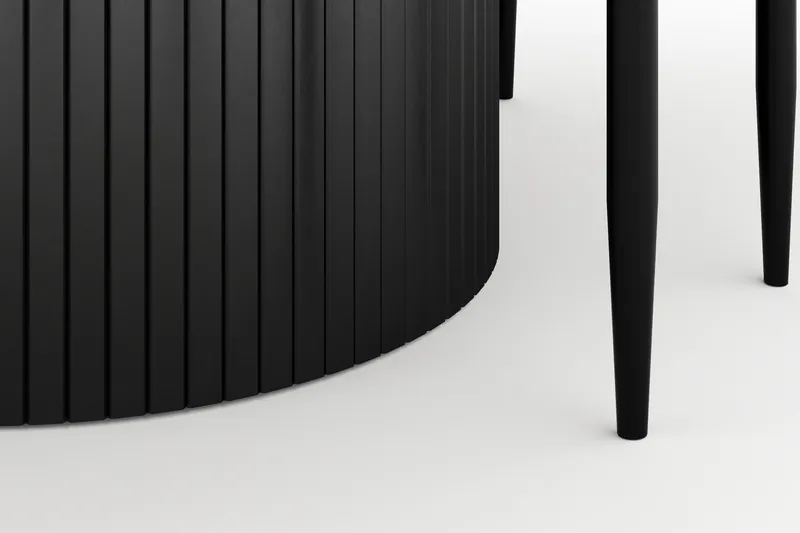 Kopparbo Runt Matbord 130 cm Förlängningsbart med 4 Sawako Stolar - Svart - Möbler - Bord & matgrupp - Matgrupp