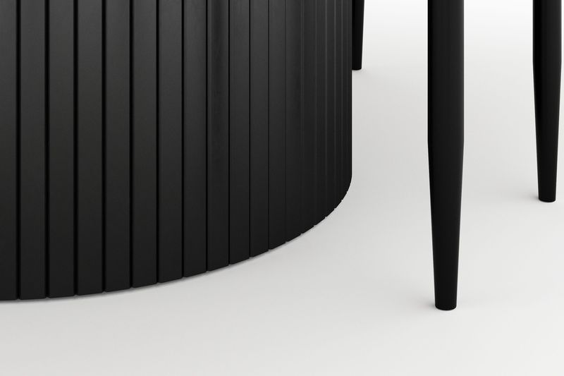 Kopparbo Runt Matbord 130 cm Förlängningsbart med 4 Sawako Stolar - Svart - Möbler - Bord & matgrupp - Matgrupp