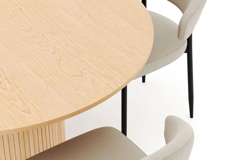 Kopparbo Runt Matbord 130 cm Förlängningsbart med 4 Sawako Stolar - Vit - Möbler - Bord & matgrupp - Matgrupp