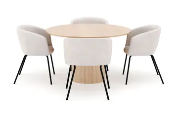 Kopparbo Runt Matbord 130 cm med 4 Berit Stolar - Beige - Möbler - Bord & matgrupp - Matgrupp