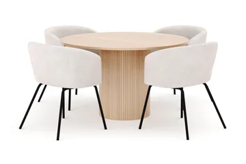 Kopparbo Runt Matbord 130 cm med 4 Berit Stolar - Beige - Möbler - Bord & matgrupp - Matgrupp