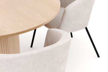 Kopparbo Runt Matbord 130 cm med 4 Berit Stolar - Beige - Möbler - Bord & matgrupp - Matgrupp