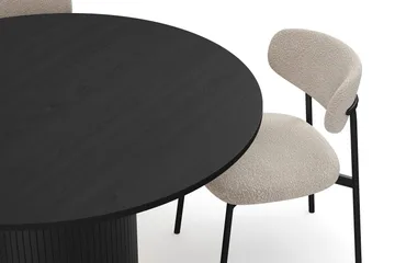 Kopparbo Runt Matbord 130 cm med 4 Lucy Matstolar - Svart trä / Greige Bouclé / Metallben Svart - Möbler - Bord & matgrupp - Matgrupp