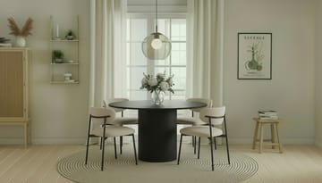 Kopparbo Runt Matbord 130 cm med 4 Lucy Matstolar - Svart trä / Greige Bouclé / Metallben Svart - Möbler - Bord & matgrupp - Matgrupp