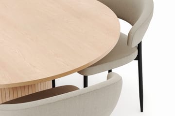 Kopparbo Runt Matbord 130 cm med 4 Sawako Stolar - Beige - Möbler - Bord & matgrupp - Matgrupp