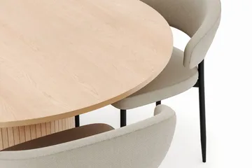 Kopparbo Runt Matbord 130 cm med 4 Sawako Stolar - Beige - Möbler - Bord & matgrupp - Matgrupp