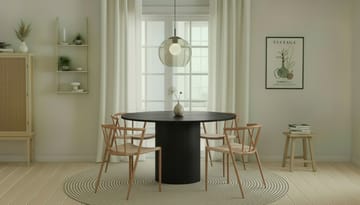 Kopparbo Runt Matbord 130 cm med 4 Winston Matstolar - Svart trä / Beige / Metallben Ek - Möbler - Bord & matgrupp - Matgrupp