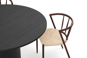 Kopparbo Runt Matbord 130 cm med 4 Winston Matstolar - Svart trä / Beige / Metallben Rökt ek - Möbler - Bord & matgrupp - Matgrupp